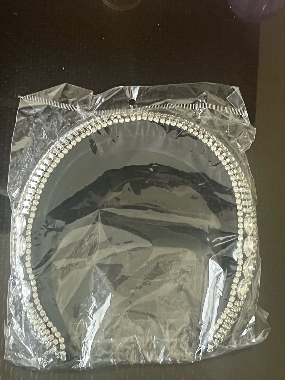 Rhinestone Crystal Double-Row Headband - Black